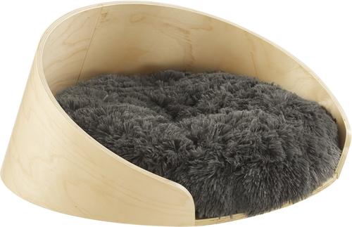 Show full view: Sam's Pets Kuai Bent Wood Faux Fur Dog Bed, Light Brown, Small slide 7 of 9
