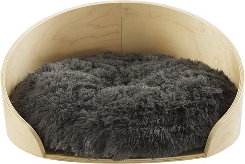 Show full view: Sam's Pets Kuai Bent Wood Faux Fur Dog Bed, Light Brown, Small slide 8 of 9