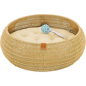Sam's Pets Leo Bolster Dog & Cat Bed, Beige, 19-in