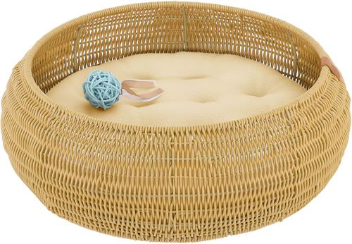 Show full view: Sam's Pets Leo Bolster Dog & Cat Bed, Beige, 19-in slide 3 of 10