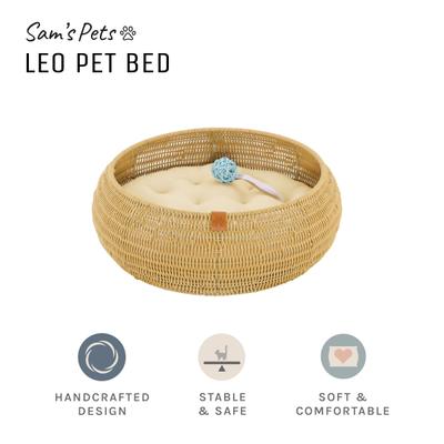 Show full view: Sam's Pets Leo Bolster Dog & Cat Bed, Beige, 19-in slide 7 of 10