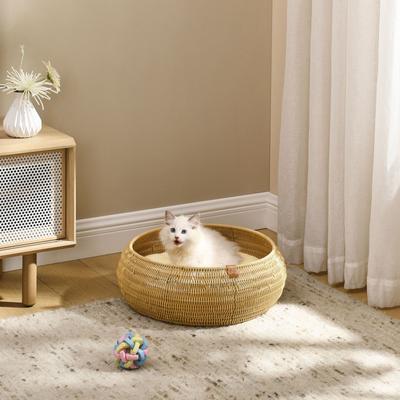 Show full view: Sam's Pets Leo Bolster Dog & Cat Bed, Beige, 19-in slide 6 of 10