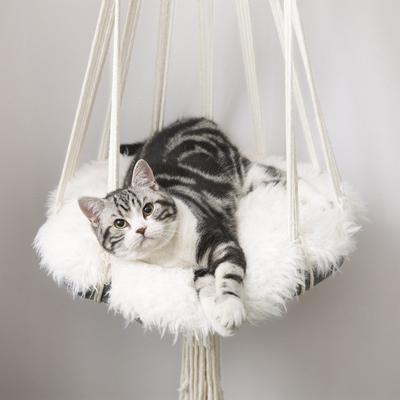 Show full view: Sam's Pets Lucy Macramé Cat Bed, White, Small/Medium slide 3 of 11