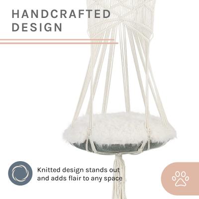 Show full view: Sam's Pets Lucy Macramé Cat Bed, White, Small/Medium slide 5 of 11