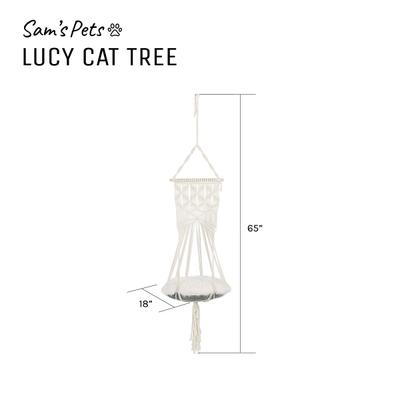 Show full view: Sam's Pets Lucy Macramé Cat Bed, White, Small/Medium slide 10 of 11