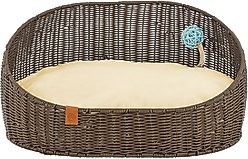 Sam's Pets Luna Bolster Dog & Cat Bed, 23-in, Brown Oak