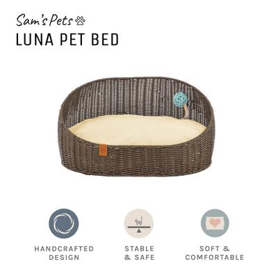 Show full view: Sam's Pets Luna Bolster Dog & Cat Bed, 23-in, Brown Oak slide 7 of 10