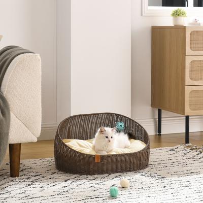 Show full view: Sam's Pets Luna Bolster Dog & Cat Bed, 23-in, Brown Oak slide 6 of 10