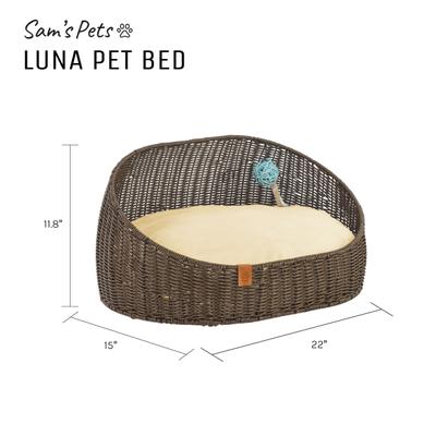 Show full view: Sam's Pets Luna Bolster Dog & Cat Bed, 23-in, Brown Oak slide 9 of 10