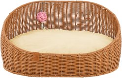 Sam's Pets Luna Bolster Dog & Cat Bed, 23-in, Natural Oak