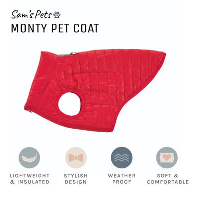 Show full view: Sam's Pets Monty Dog Puffer Jacket, Red, Large slide 5 of 9
