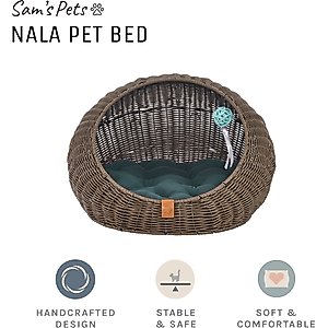 Sam's Pets Nala Bolster Dog & Cat Bed, 20-in, Brown Oak