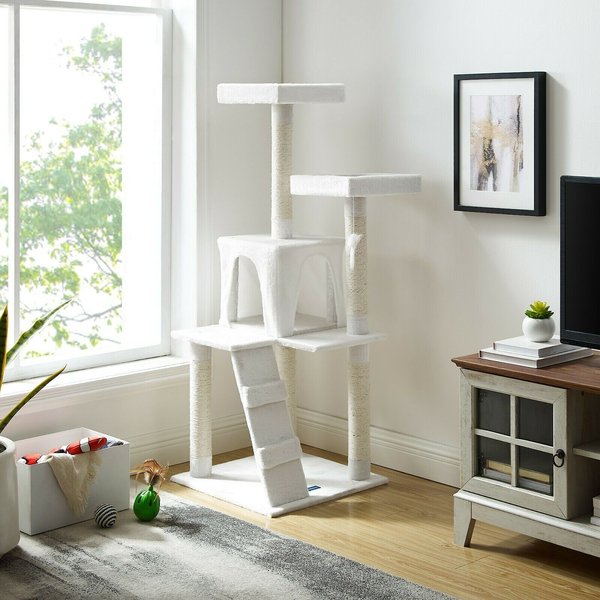 Sam's Pets Sam 50-in Tunnel & Cat Tree, White