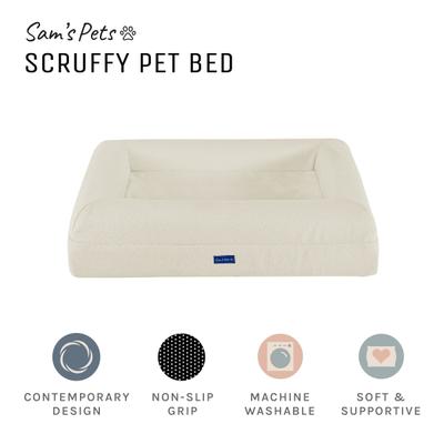 Show full view: Sam's Pets Scruffy Orthopedic Bolster Dog & Cat Bed, 30-in, Cream, Large slide 6 of 11