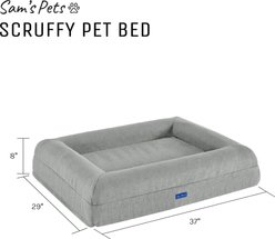 Sam's Pets Scruffy Orthopedic Bolster Dog & Cat Bed, 30-in, Light Gray, Large slide 2 of 9
