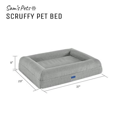 Show full view: Sam's Pets Scruffy Orthopedic Bolster Dog & Cat Bed, 30-in, Light Gray, Large slide 9 of 10