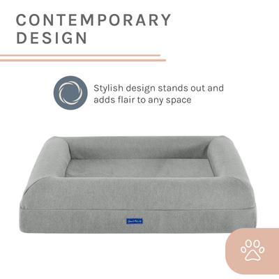 Show full view: Sam's Pets Scruffy Orthopedic Bolster Dog & Cat Bed, 30-in, Light Gray, Large slide 6 of 10