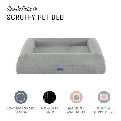 Show full view: Sam's Pets Scruffy Orthopedic Bolster Dog & Cat Bed, 30-in, Light Gray, Large slide 5 of 10