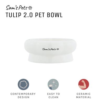 Show full view: Sam's Pets Short Tulip 2.0 Elevated Dog Bowl, White, 0.75-cup slide 6 of 9
