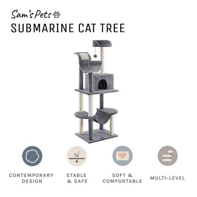 Show full view: Sam's Pets Submarine 60-in Gray Hard Box Cat Tree, Gray slide 4 of 11