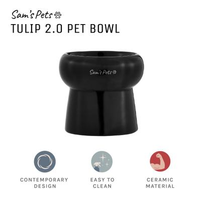 Show full view: Sam's Pets Tall Tulip 2.0 Elevated Dog Bowl, Black, 0.55-cup slide 6 of 9