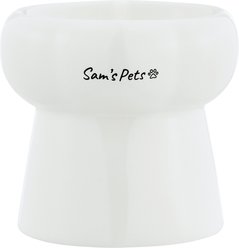 Sam's Pets Tall Tulip 2.0 Elevated Dog Bowl, White, 0.55-cup