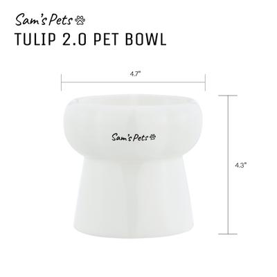 Show full view: Sam's Pets Tall Tulip 2.0 Elevated Dog Bowl, White, 0.55-cup slide 9 of 9