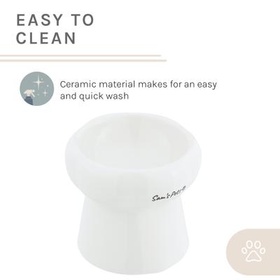 Show full view: Sam's Pets Tall Tulip 2.0 Elevated Dog Bowl, White, 0.55-cup slide 7 of 9