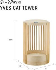 Sam's Pets Yves Furniture Style Sofa Dog & Cat Tower Bed, Natural Oak, 24-in slide 2 of 9