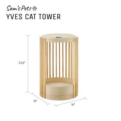 Show full view: Sam's Pets Yves Furniture Style Sofa Dog & Cat Tower Bed, Natural Oak, 24-in slide 10 of 10