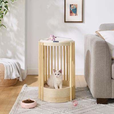 Show full view: Sam's Pets Yves Furniture Style Sofa Dog & Cat Tower Bed, Natural Oak, 24-in slide 5 of 10