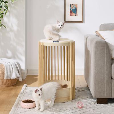 Show full view: Sam's Pets Yves Furniture Style Sofa Dog & Cat Tower Bed, Natural Oak, 24-in slide 6 of 10
