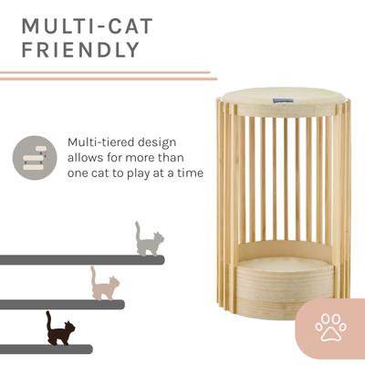 Show full view: Sam's Pets Yves Furniture Style Sofa Dog & Cat Tower Bed, Natural Oak, 24-in slide 8 of 10