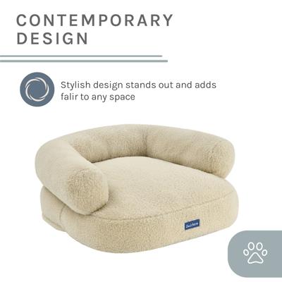 Show full view: Sam's Pets Zoe Bolster Dog & Cat Bed, Beige, Medium slide 6 of 9