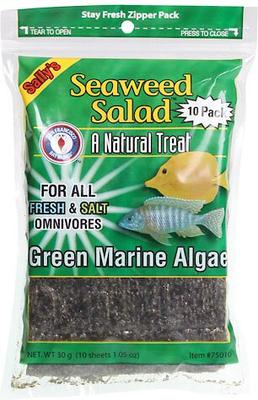Show full view: San Francisco Bay Brand Seaweed Salad Green Marine Algae Sheets Fish Food, 10 count slide 1 of 2