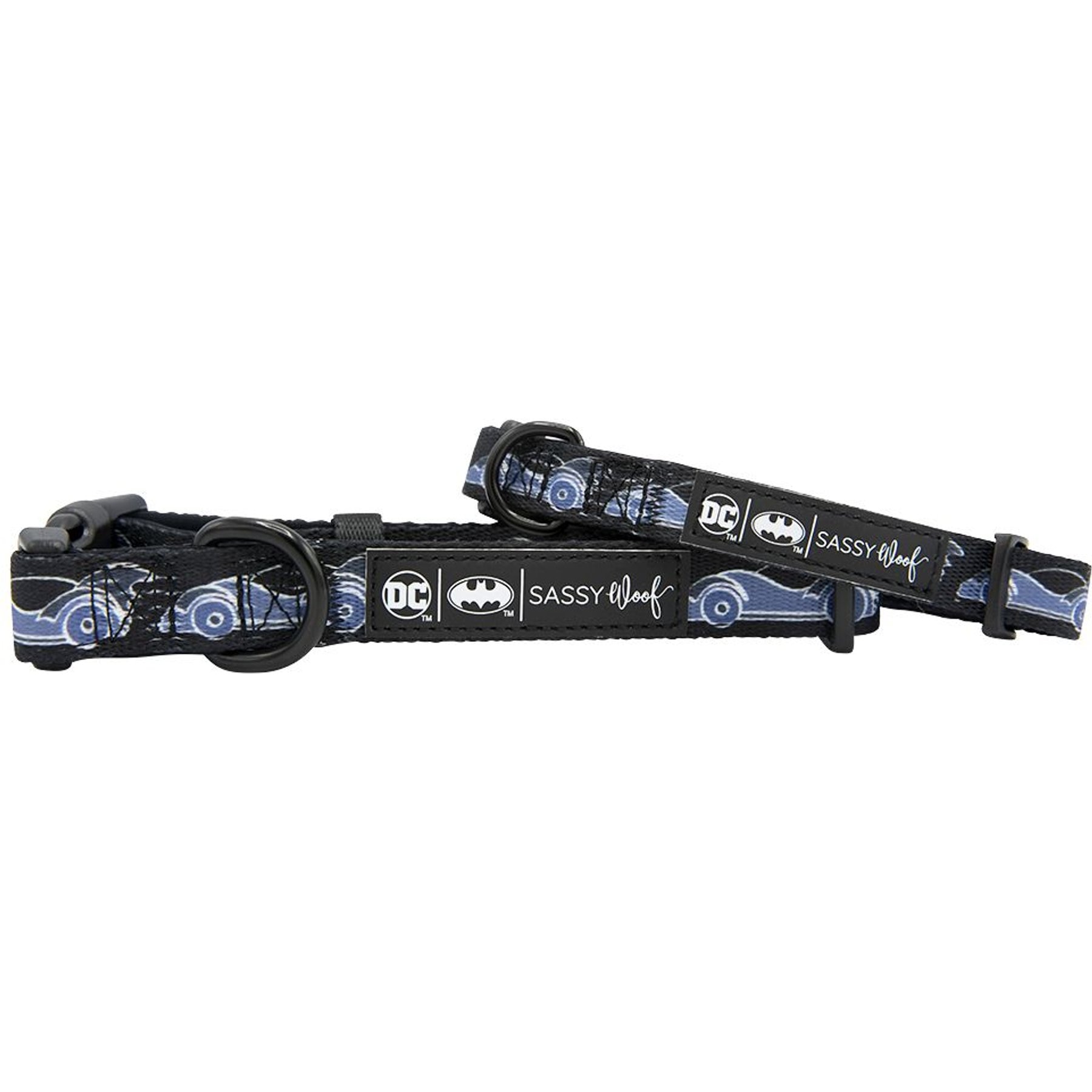 Sassy Woof Batman Dog Collar, Black, Medium: 12.6 to 19.7-in neck, .78-in wide