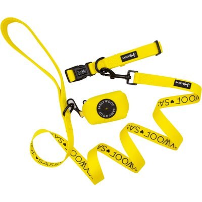 Sassy Woof Sassy Woof Dog Waste Bag Holder, Collar, & Leash, 3 count, Neon Yellow, Large