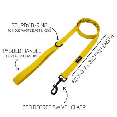 Show full view: Sassy Woof Dog Waste Bag Holder, Collar, & Leash, 3 count, Neon Yellow, Medium slide 7 of 8