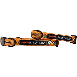Sassy Woof Garfield Cat Collar, Medium: 7.5 to 12-in neck, 2/5-in wide