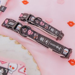 Sassy Woof Harley Quinn Dog Collar, Black, X-Small: 7 to 9.5-in neck, .39-in wide slide 2 of 6