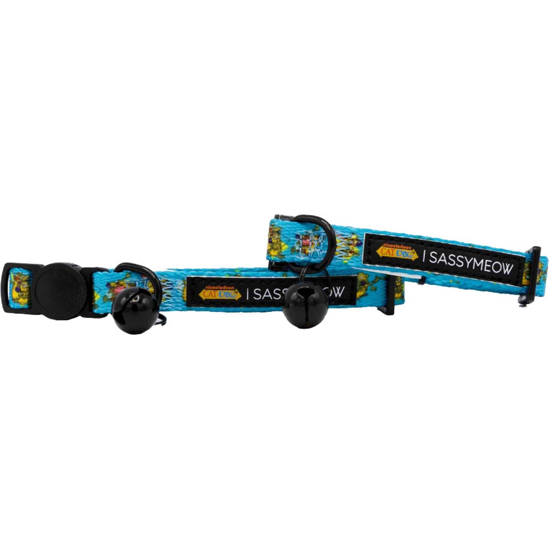 Sassy Woof Nickelodeon CatDog Cat Collar, Blue, Small: 6 to 8-in neck, 2/5-in wide