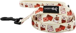Sassy Woof P.S. I Woof You Dog Leash, Beige, 5-ft long, 3/4-in wide