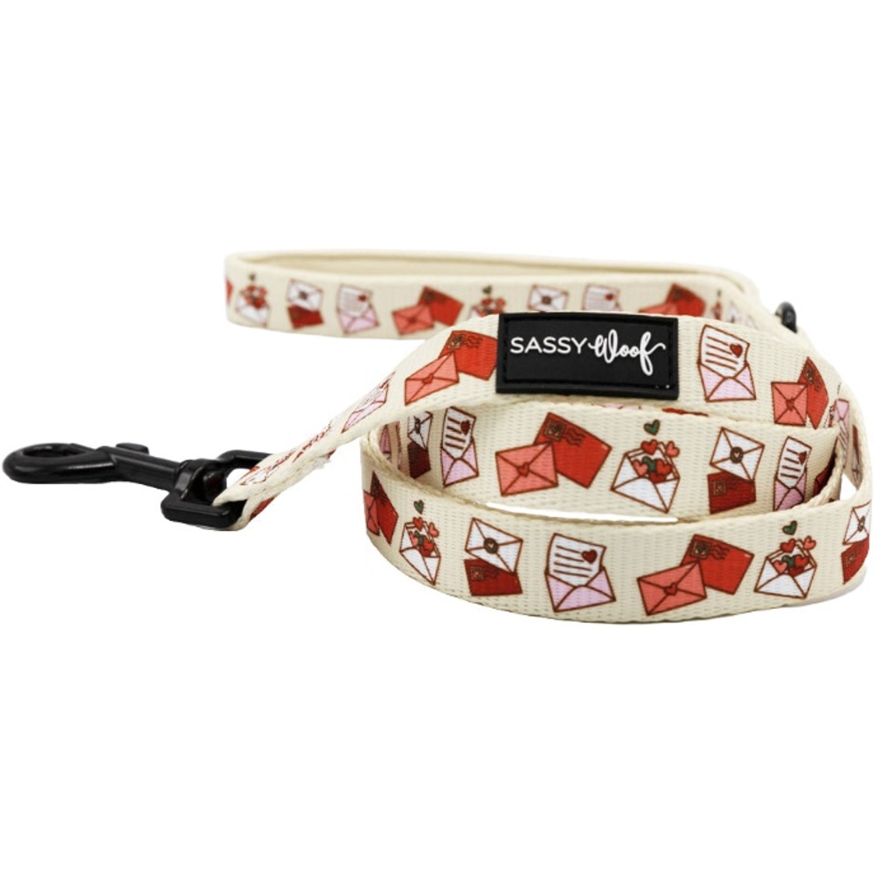 Sassy Woof P.S. I Woof You Dog Leash, Beige, 5-ft long, 3/4-in wide