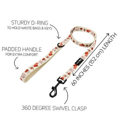 Show full view: Sassy Woof P.S. I Woof You Dog Leash, Beige, 5-ft long, 3/4-in wide slide 4 of 7