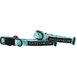 Sassy Woof Purrs & Petals Cat Collar, Small: 5-in neck, 1/2-in width