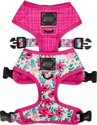 Sassy Woof Reversible Dog Harness, Floral Frenzy, Pink, Large