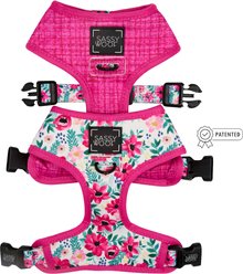 Sassy Woof Reversible Dog Harness, Floral Frenzy, Pink, XX-Large