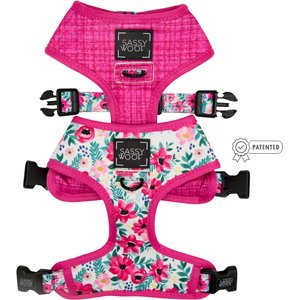 Sassy Woof Reversible Dog Harness, Floral Frenzy, Pink, XX-Large