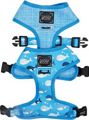 Sassy Woof Reversible Dog Harness, Might as Whale, Blue, Medium