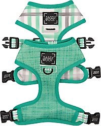 Sassy Woof Reversible Wag Your Teal Dog Harness, Teal, Small